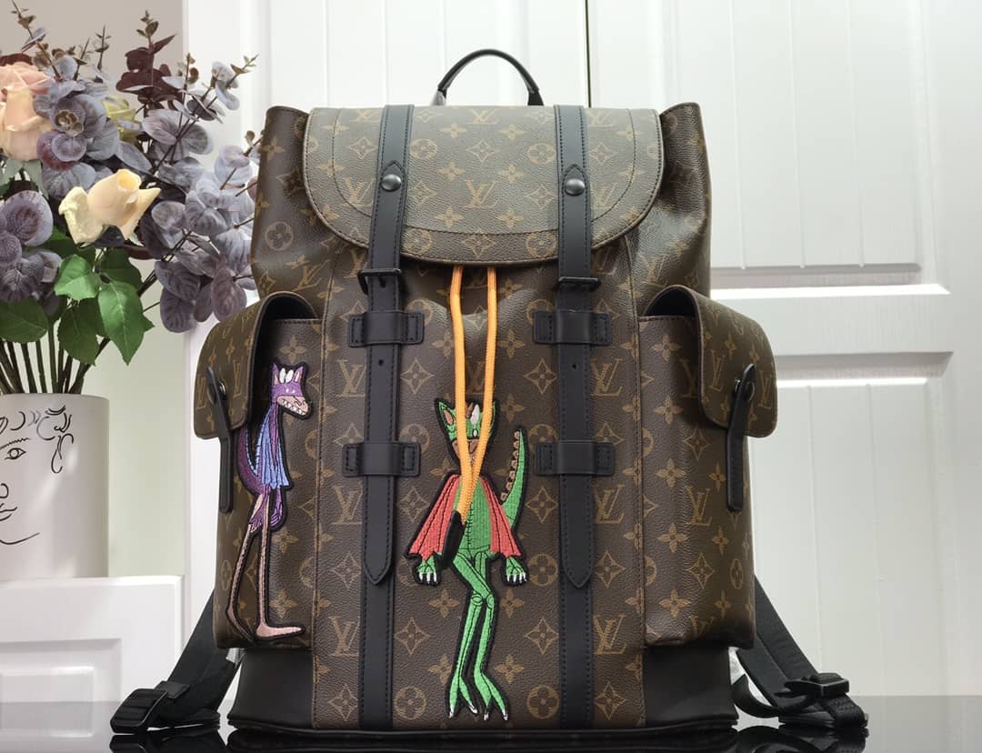Louis Vuitton Christopher PM Monogram Macassar Canvas Leather Replica Backpack M43735