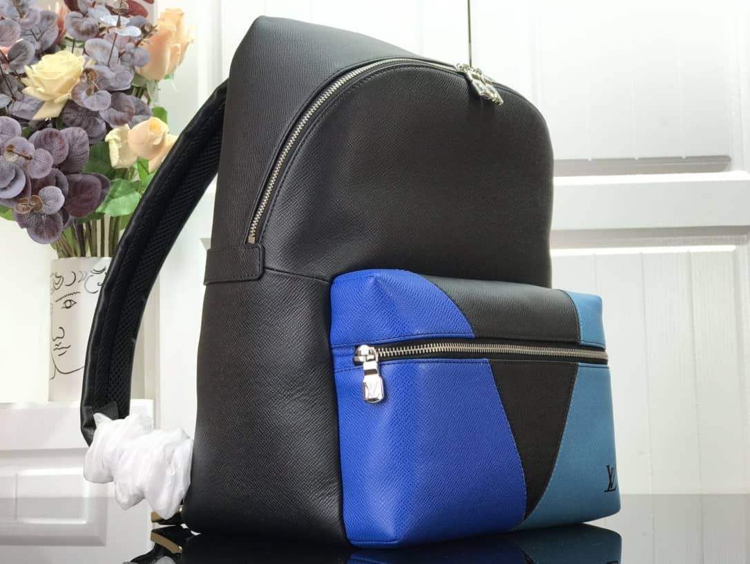 LV Backpack Replica Taiga leather Discovery M30728 Black Blue