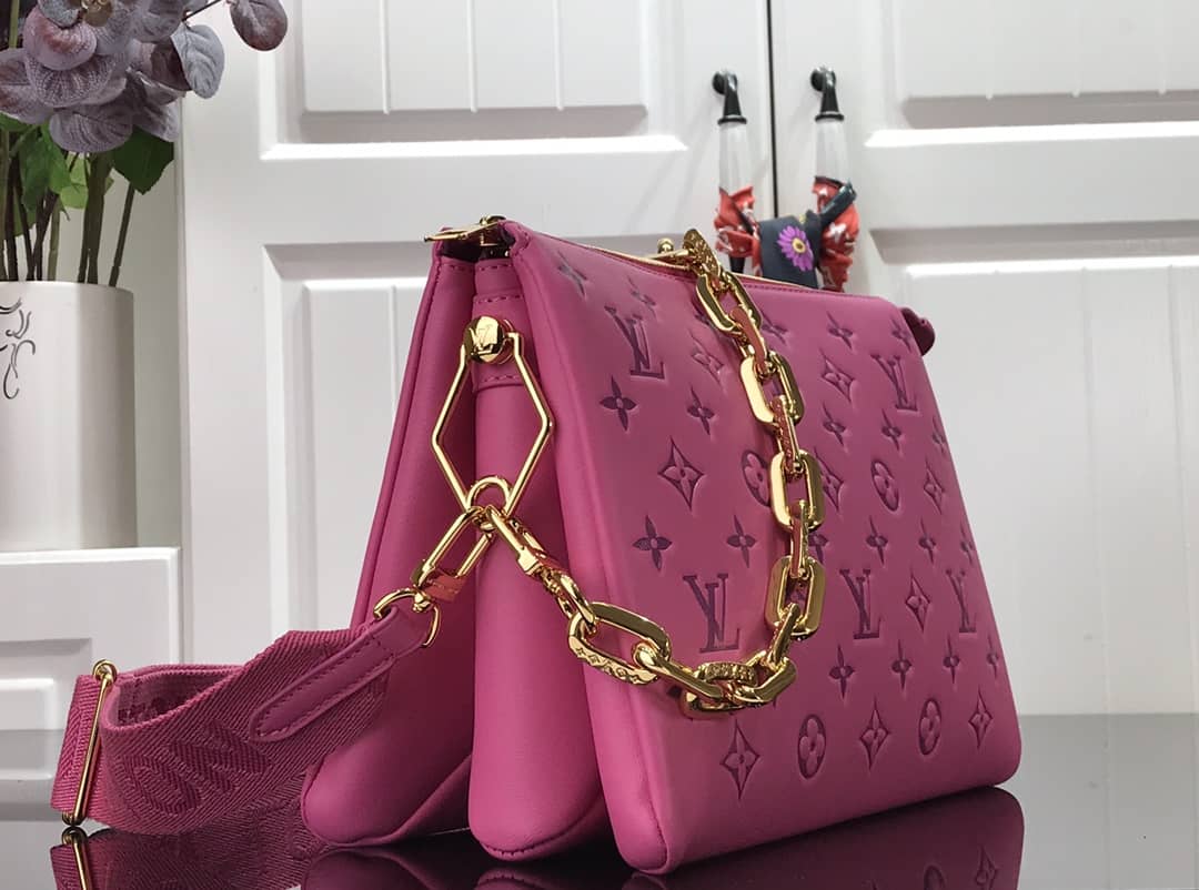 Best Replica Louis Vuitton Embossed Lambskin Coussin PM Replica Bag Pink M58628(ColaReps)