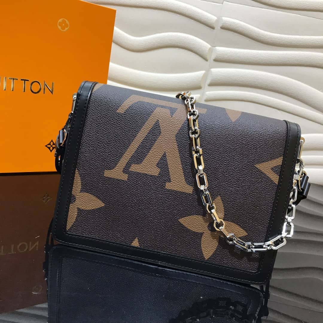 Louis Vuitton Monogram MM Reverse Dauphine Shoulder Bag Replica Black M44391