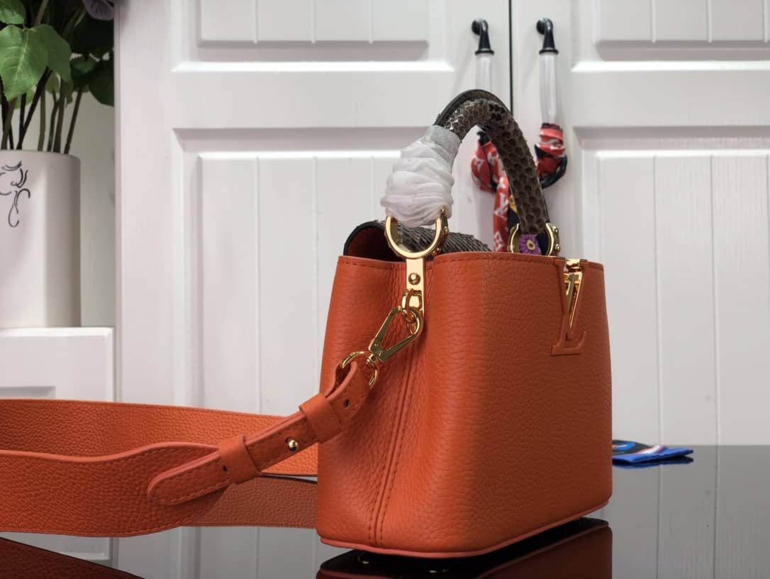Louis Vuitton Capucines Embroidery Replica Bag Orange M48865