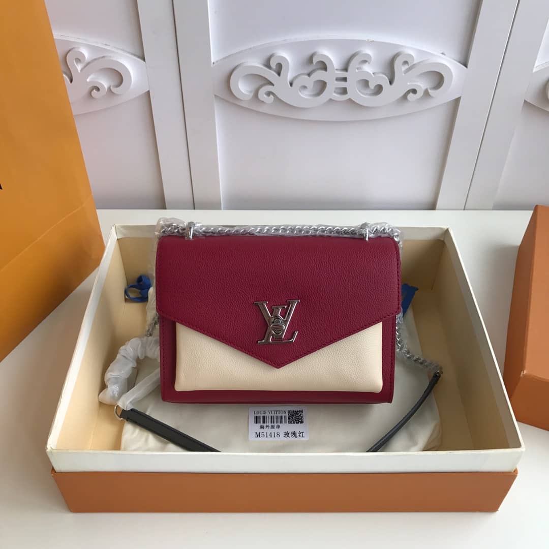 Louis Vuitton MyLockMe BB Calf Chain Replica Shoulder Bag Red White M51418