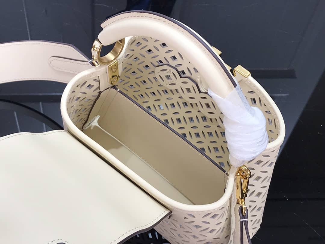 Louis Vuitton Capucines BB Cutout Leather Bag Replica Beige M57228