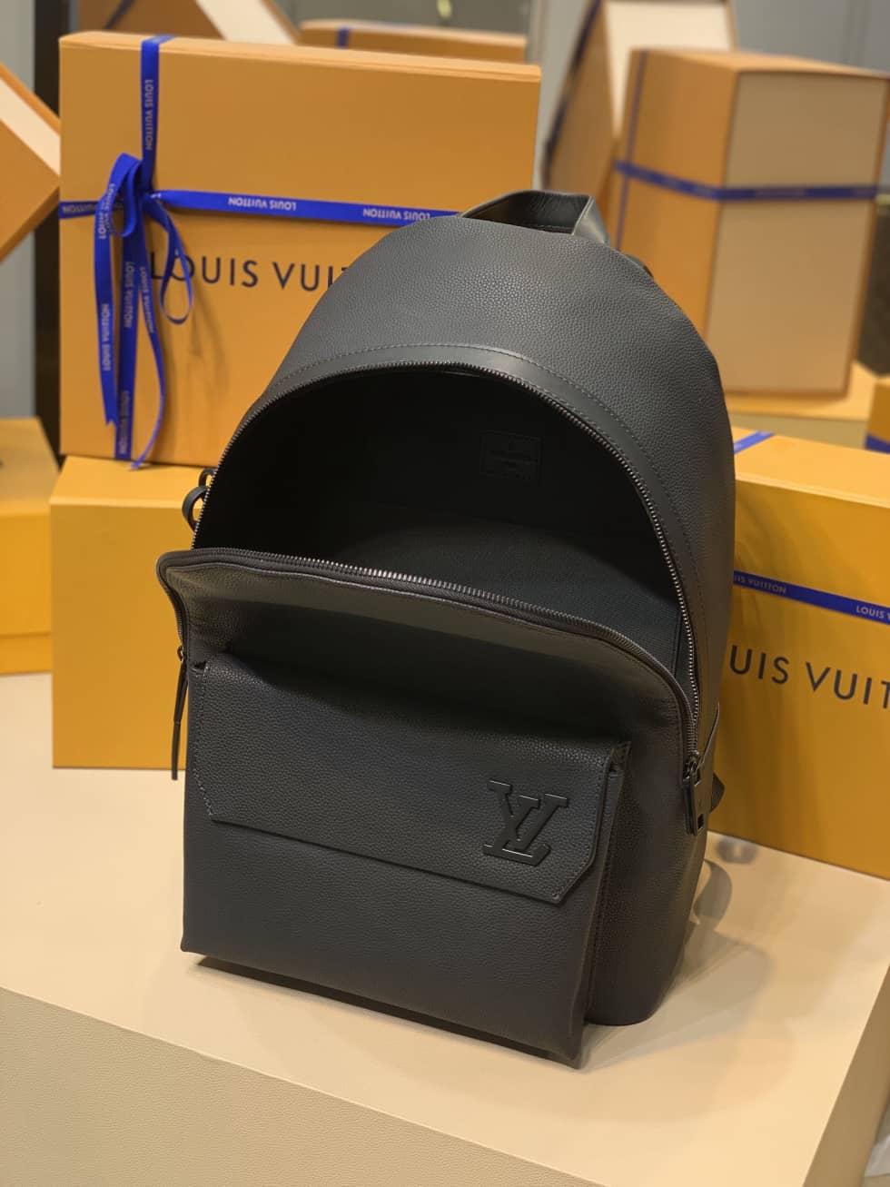 Louis Vuitton Aerogram Leather Black M57079 Replica Backpack