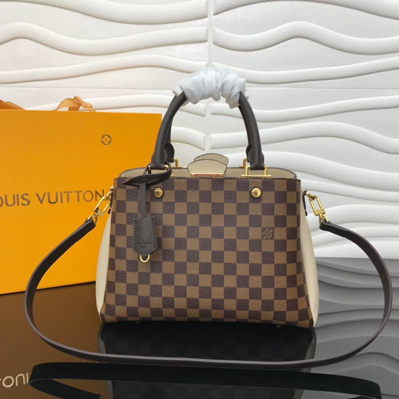 Louis Vuitton Damier Ebene Canvas Brittany Bag Replica Apricot M41674