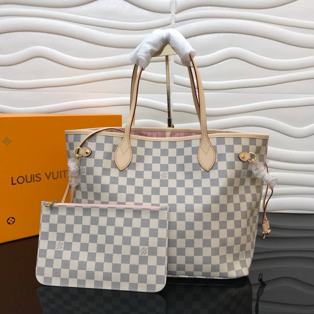 Louis Vuitton Neverfull MM Damier Azur Bag Replica Pink N40995