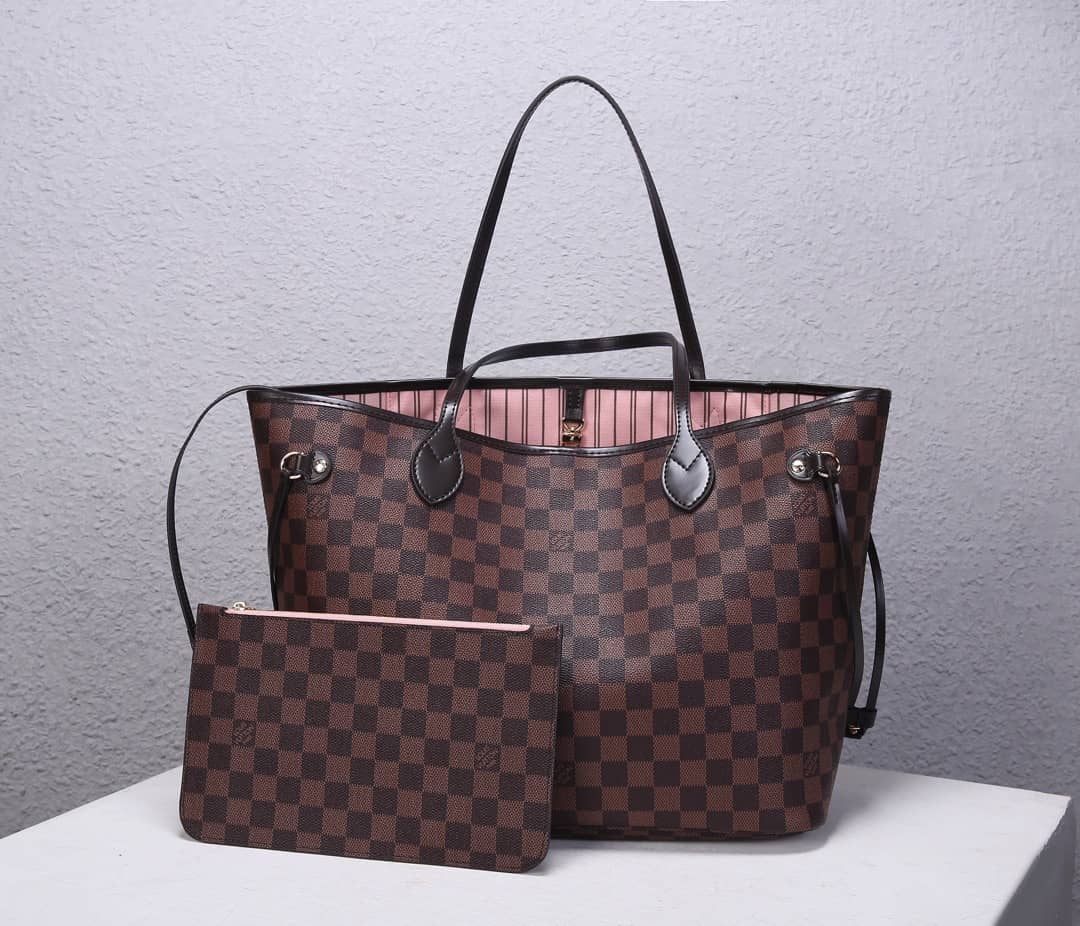 Louis Vuitton Neverfull MM Damier Ebene Tote Replica Pink N41358