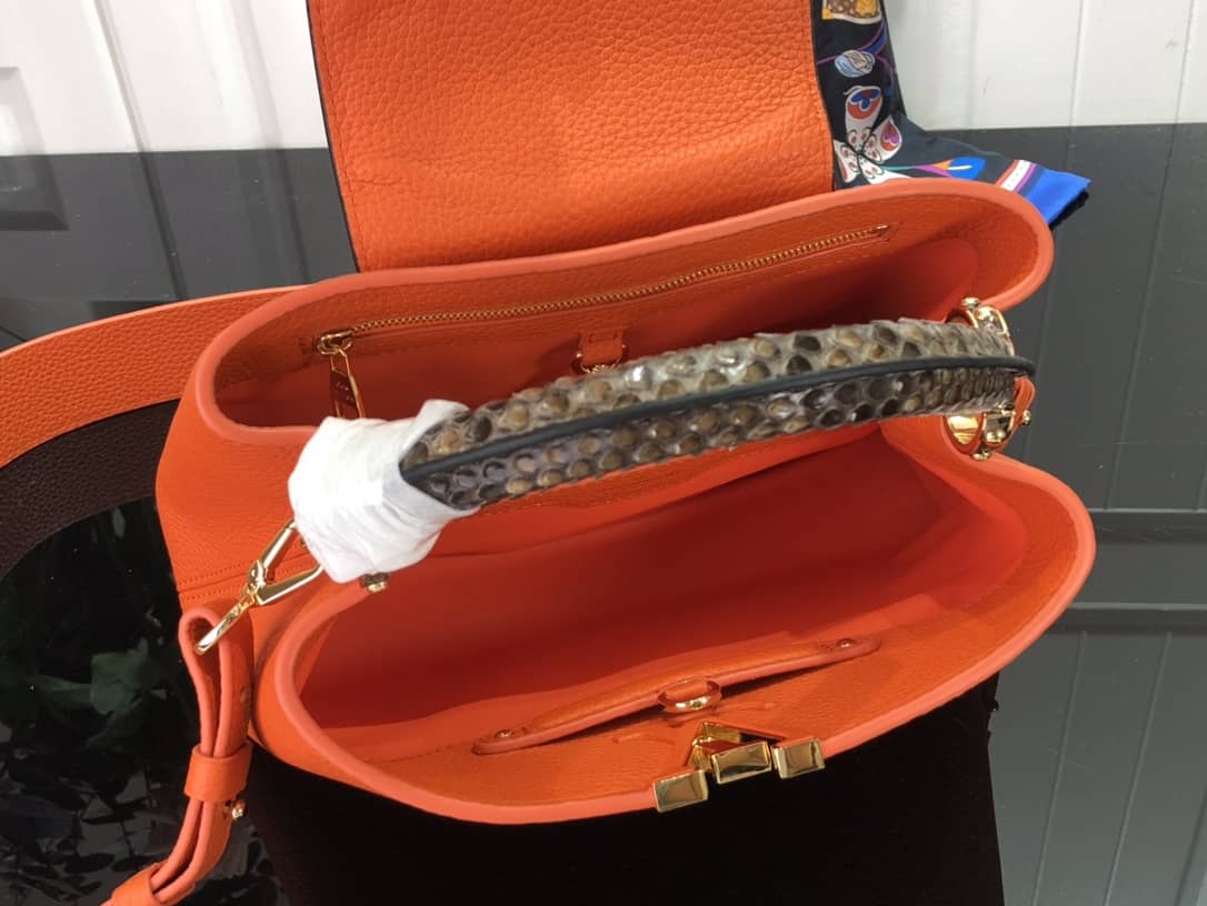 Louis Vuitton Capucines Embroidery Replica Bag Orange M48865
