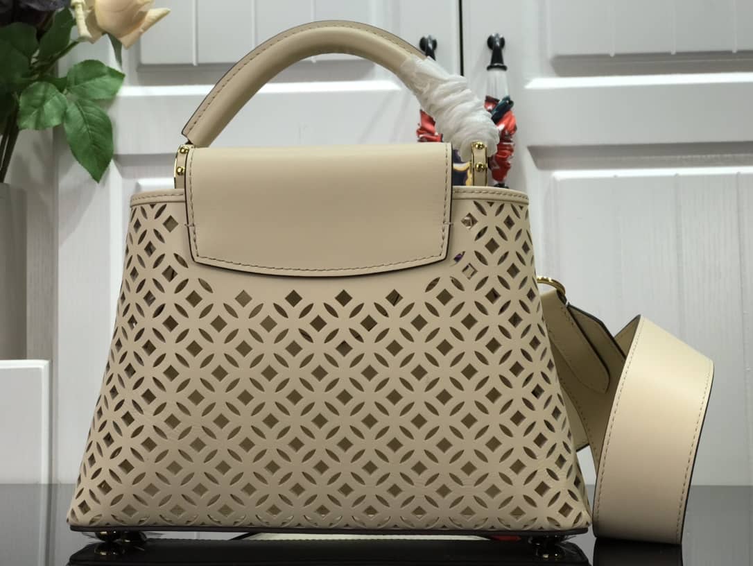 Louis Vuitton Capucines BB Cutout Leather Bag Replica Beige M57228