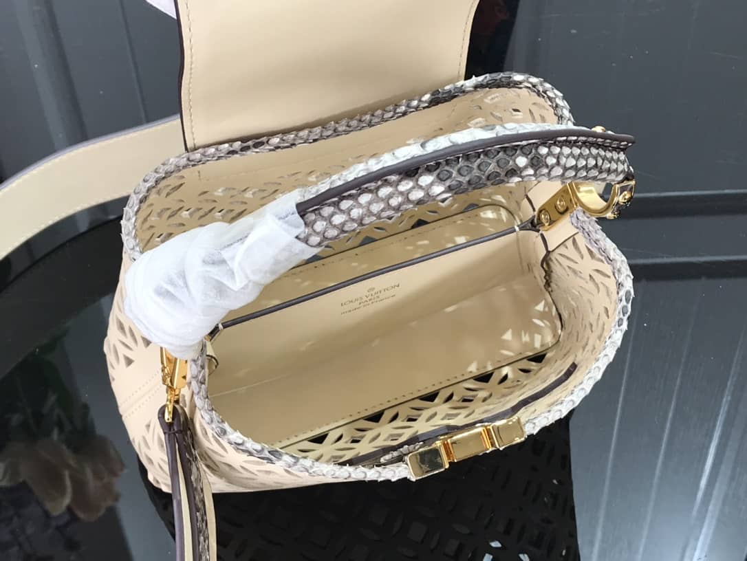 Louis Vuitton Capucines BB Cutout Leather Bag Replica Apricot M57228