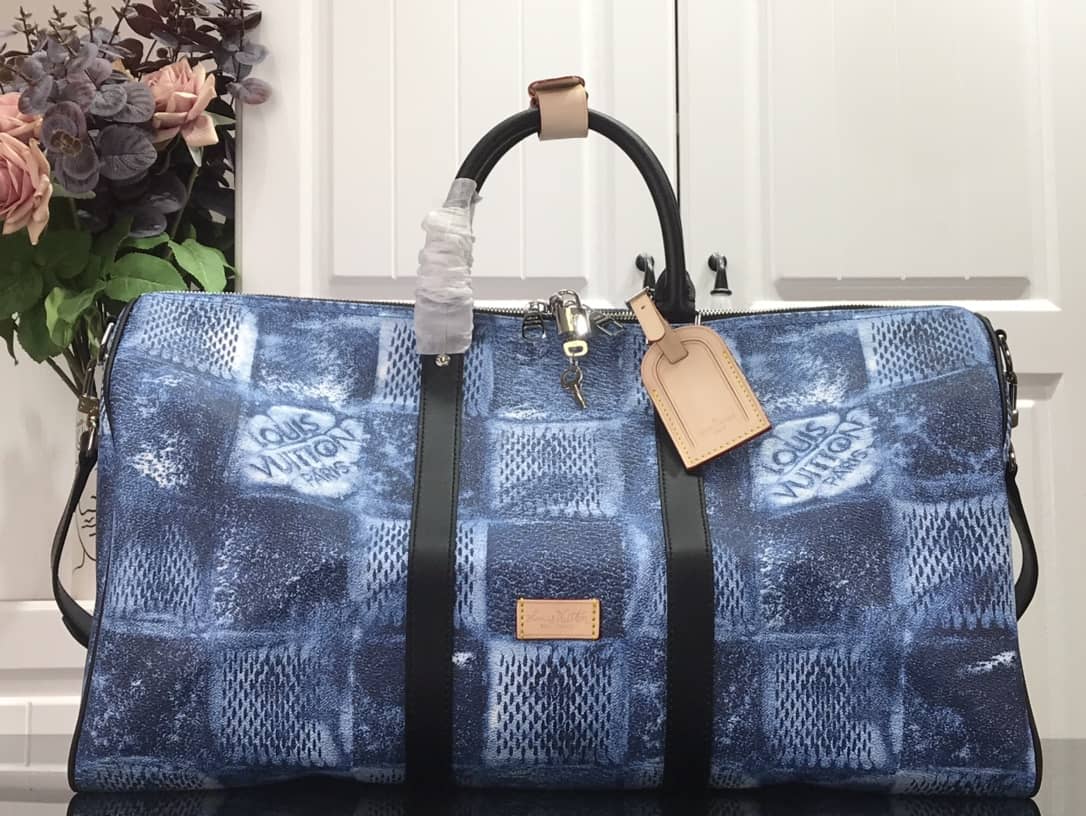 Louis Vuitton Keepall Bandoulière 50 Travel Bag Replica Blue N50069