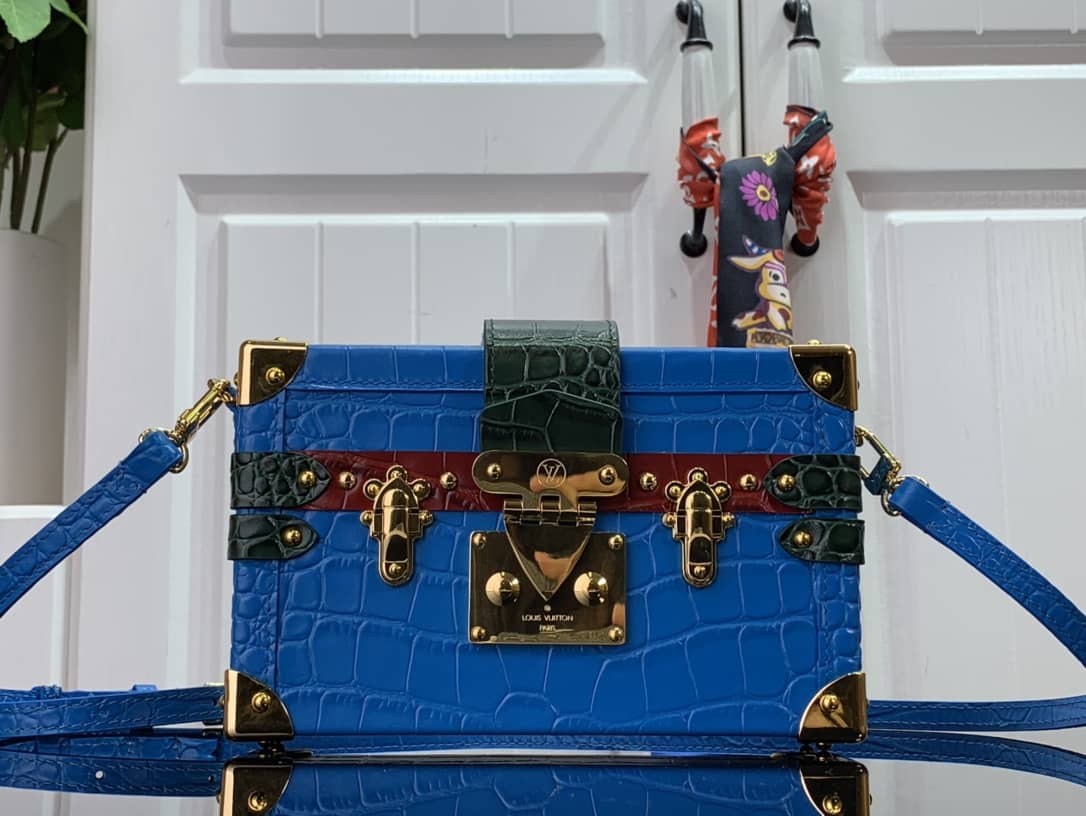 Louis Vuitton Petite Malle Monogram Canvas Replica Bag Blue M40273