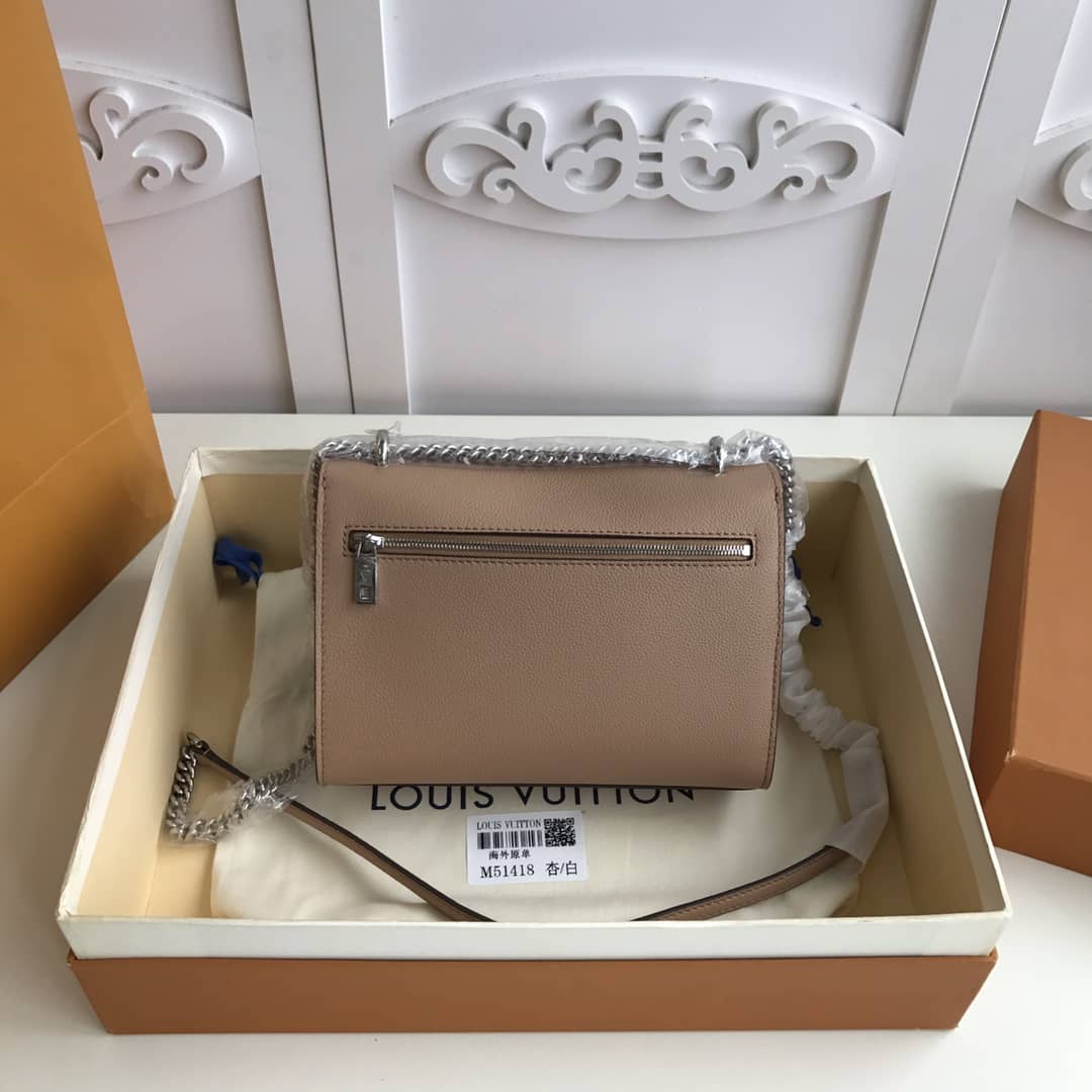 Louis Vuitton MyLockMe BB Calf Chain Replica Shoulder Bag Apricot White M51418