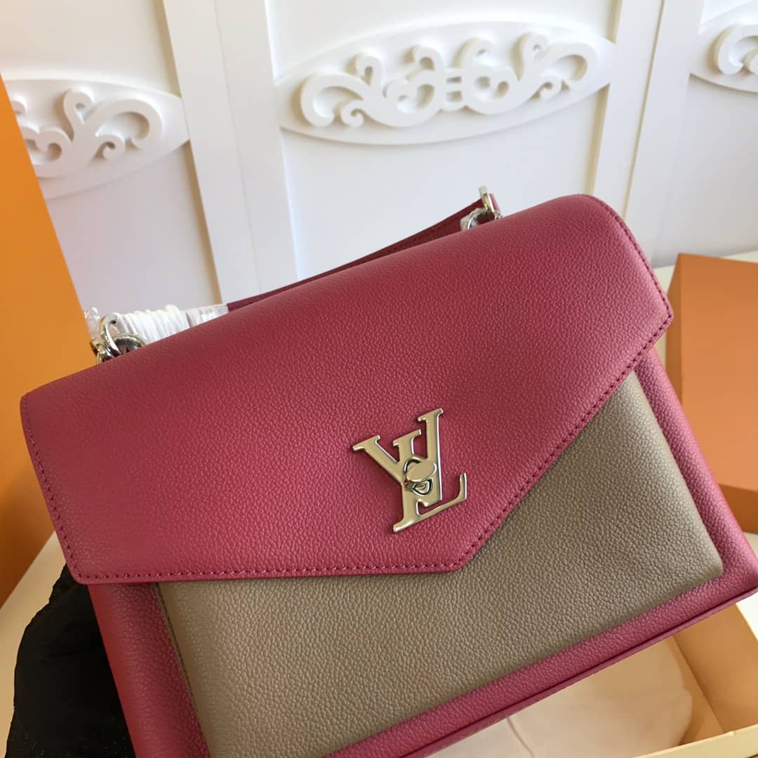 Louis Vuitton MyLockMe 2way Leather Grain Replica Satchel Pink M54849
