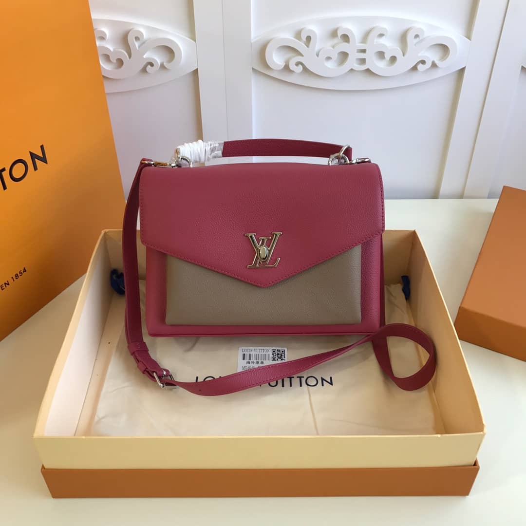 Louis Vuitton MyLockMe 2way Leather Grain Replica Satchel Pink M54849