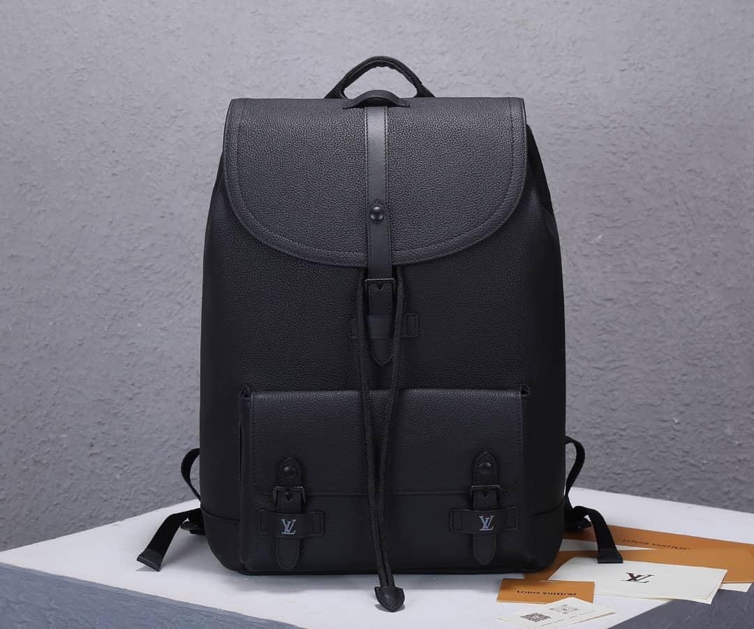 Louis Vuitton Christopher Slim Taurillon Leather Black M58644 Replica Backpack