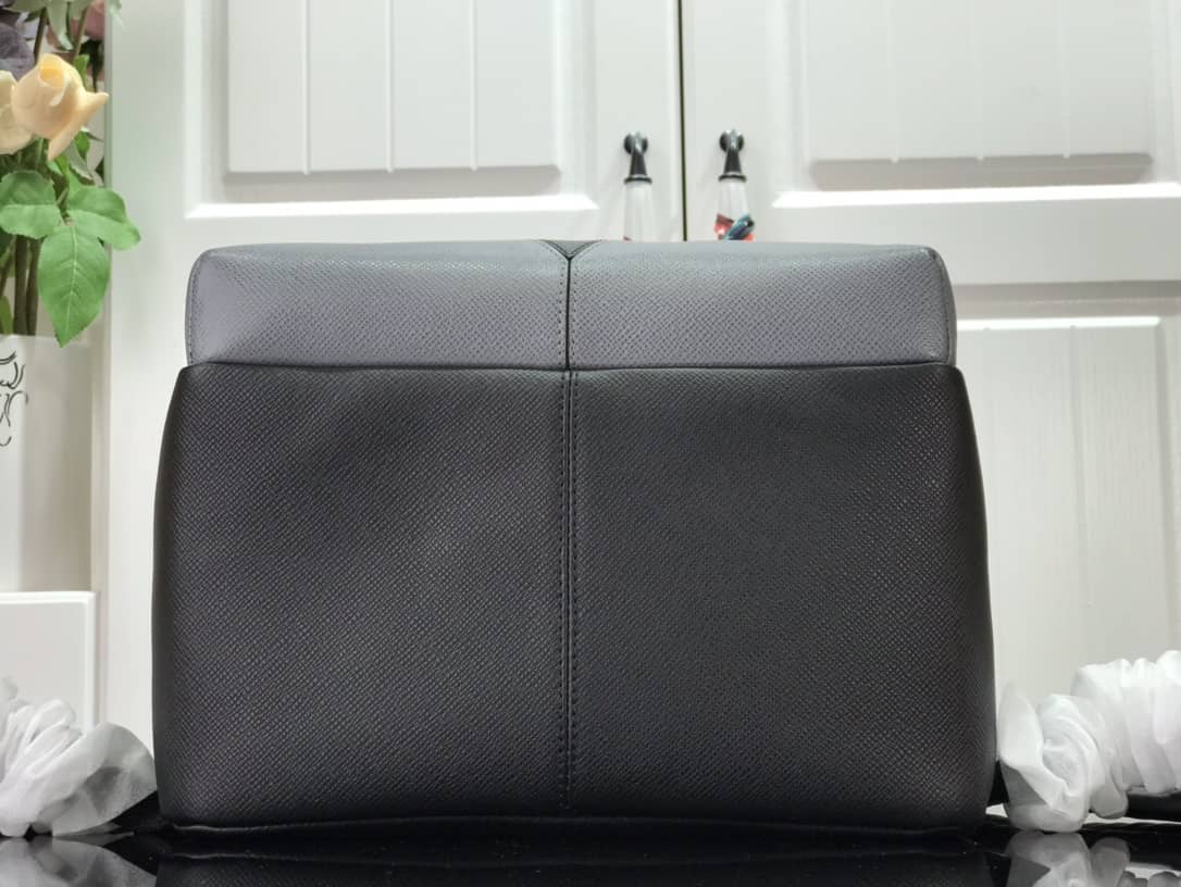 LV Backpack Replica Taiga Leather Discovery M30728 Black Gray