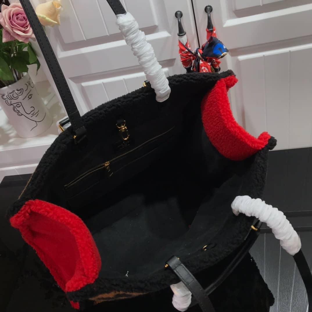 Louis Vuitton Onthego Teddy Shearling Limited GM Tote Replica Black M55421