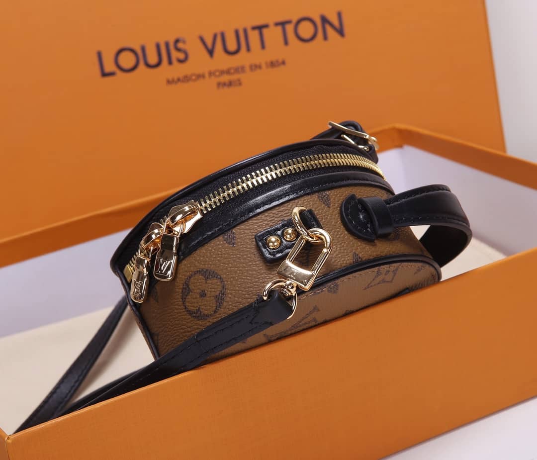 Louis Vuitton Monogram Reverse Mini Boite Chapeau Replica Shoulder Bag Brown M68276