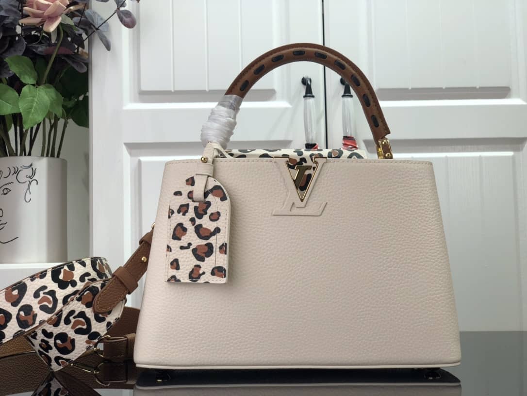 Louis Vuitton Capucines Embroidery Replica Bag Beige M48865