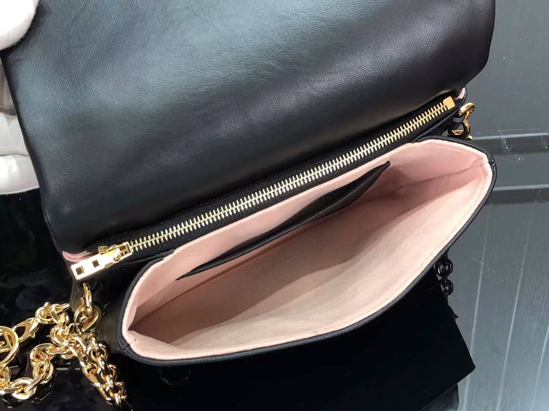 Louis Vuitton Pochette Coussin Monogram Embossed Lambskin Chain Replica Bag Black