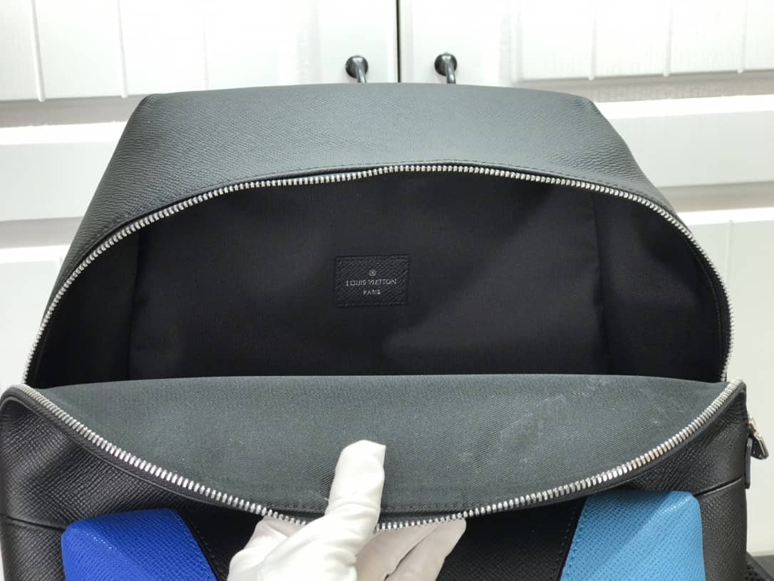 LV Backpack Replica Taiga leather Discovery M30728 Black Blue