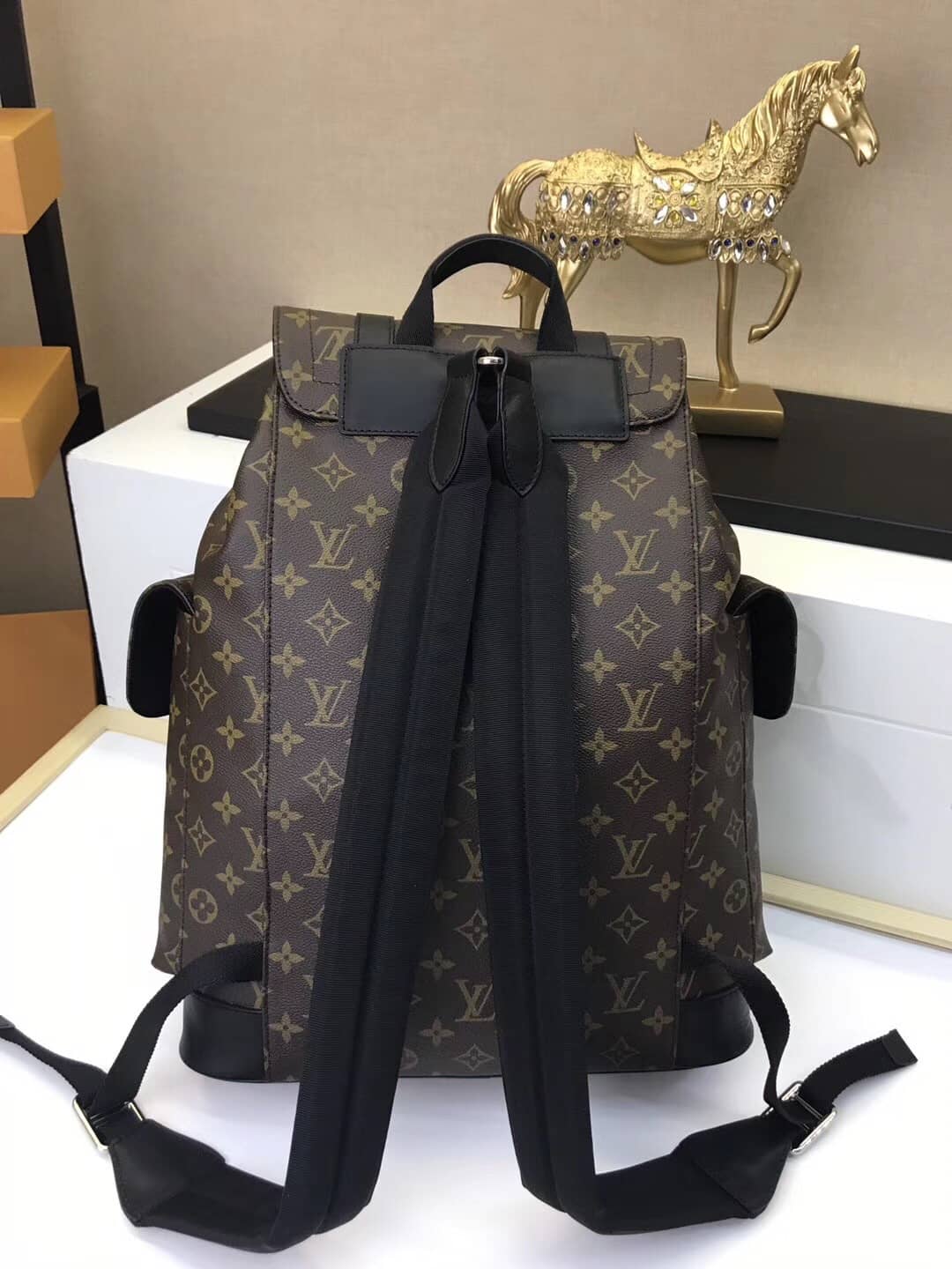 Louis Vuitton Christopher PM Monogram Macassar Canvas Leather Replica Backpack M43735