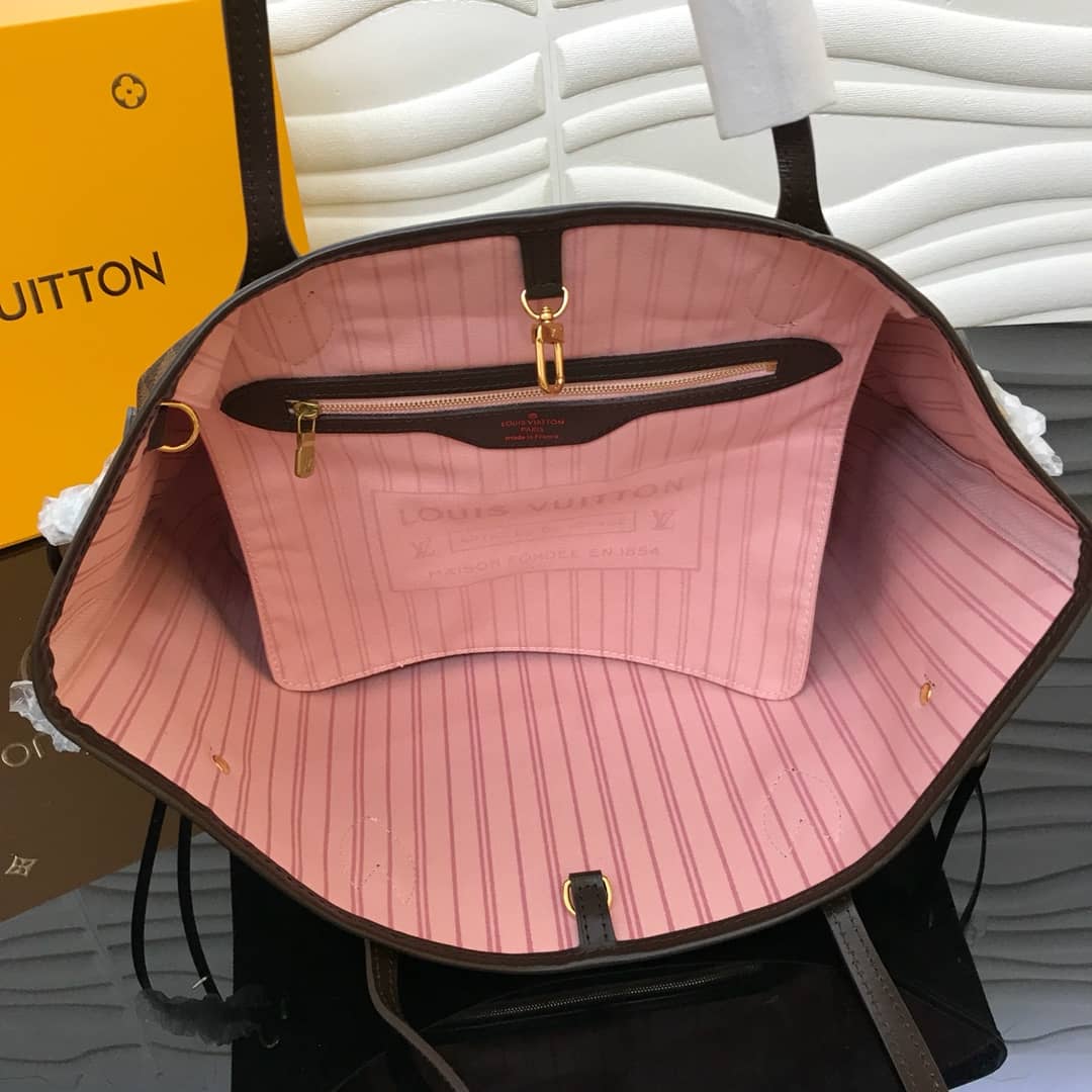 Louis Vuitton Neverfull MM Damier Ebene Bag Replica Pink N40995