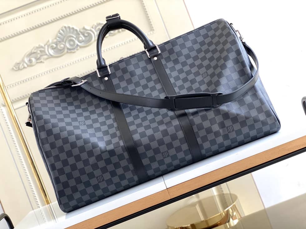 LV Duffle Bag Replica Keepall Bandouliere Damier Graphite 55 Black
