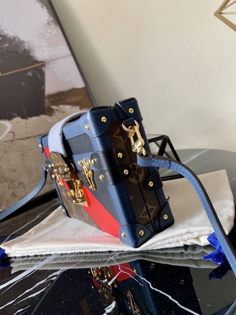 Louis Vuitton Petite Malle Diagonal Stripes Monogram Canvas Replica Trunk M55437