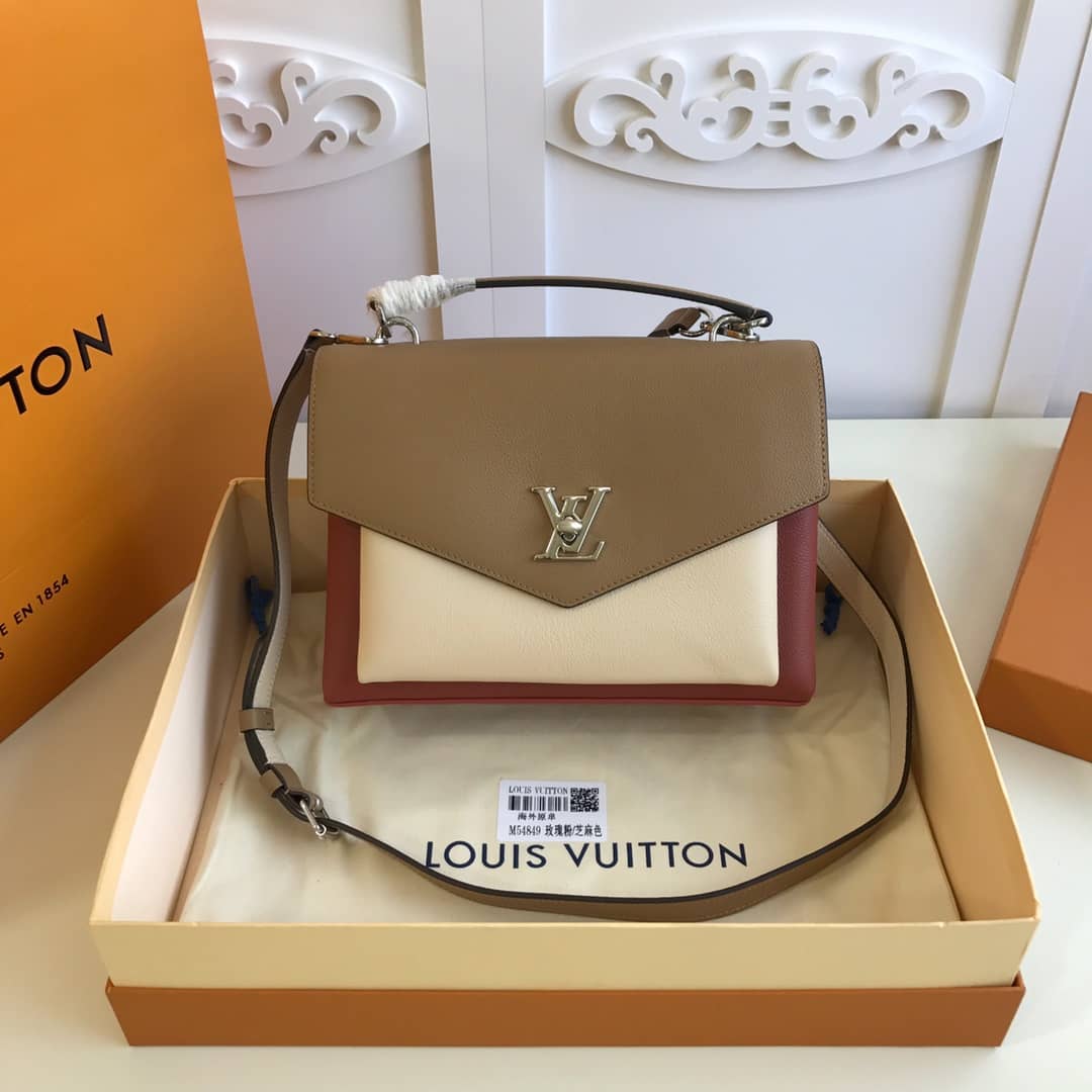 Louis Vuitton MyLockMe 2way Leather Grain Replica Satchel Yellow M54849