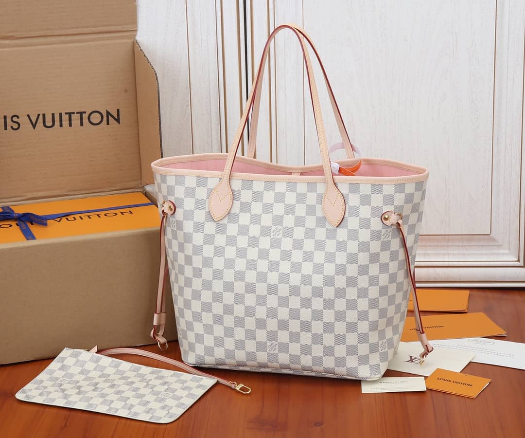 Louis Vuitton Neverfull MM Damier Azur Tote Replica Pink N41361