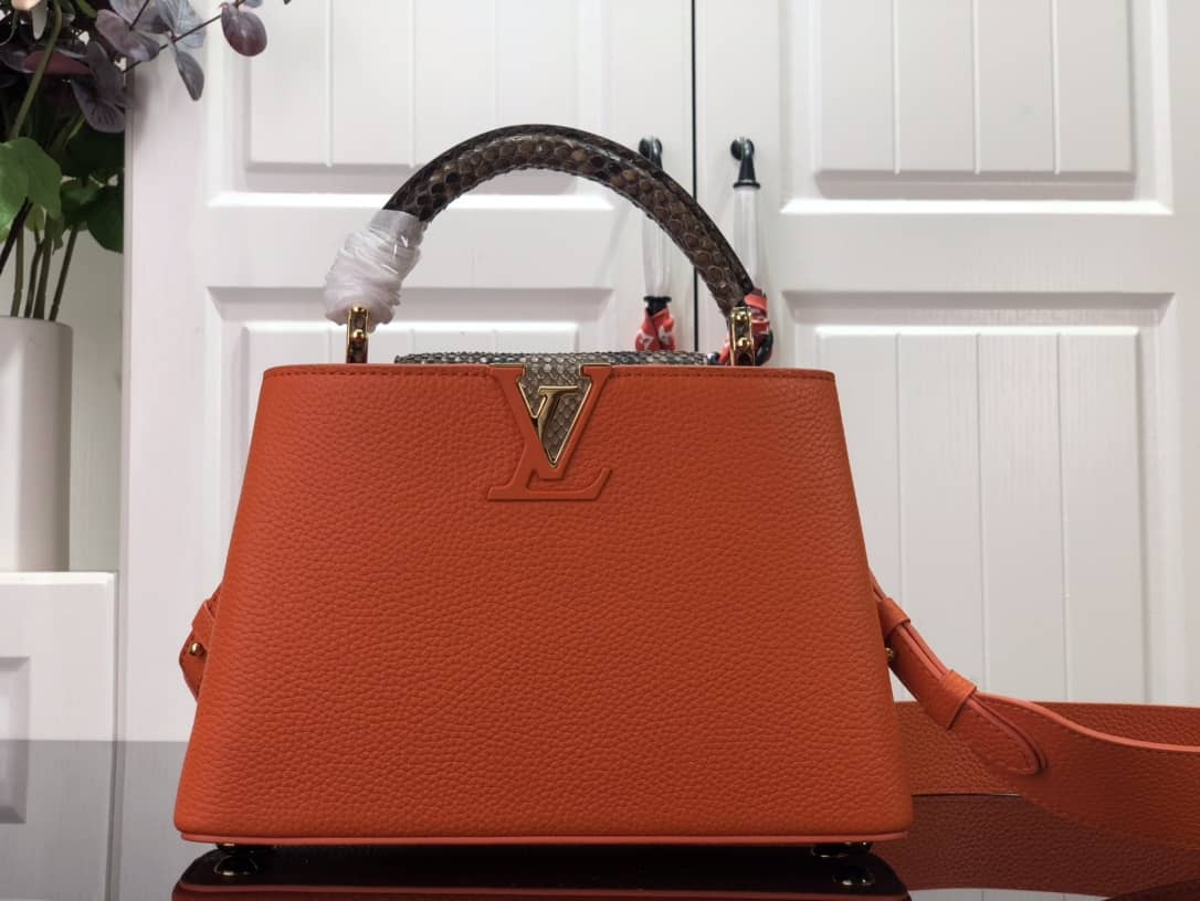 Louis Vuitton Capucines Embroidery Replica Bag Orange M48865