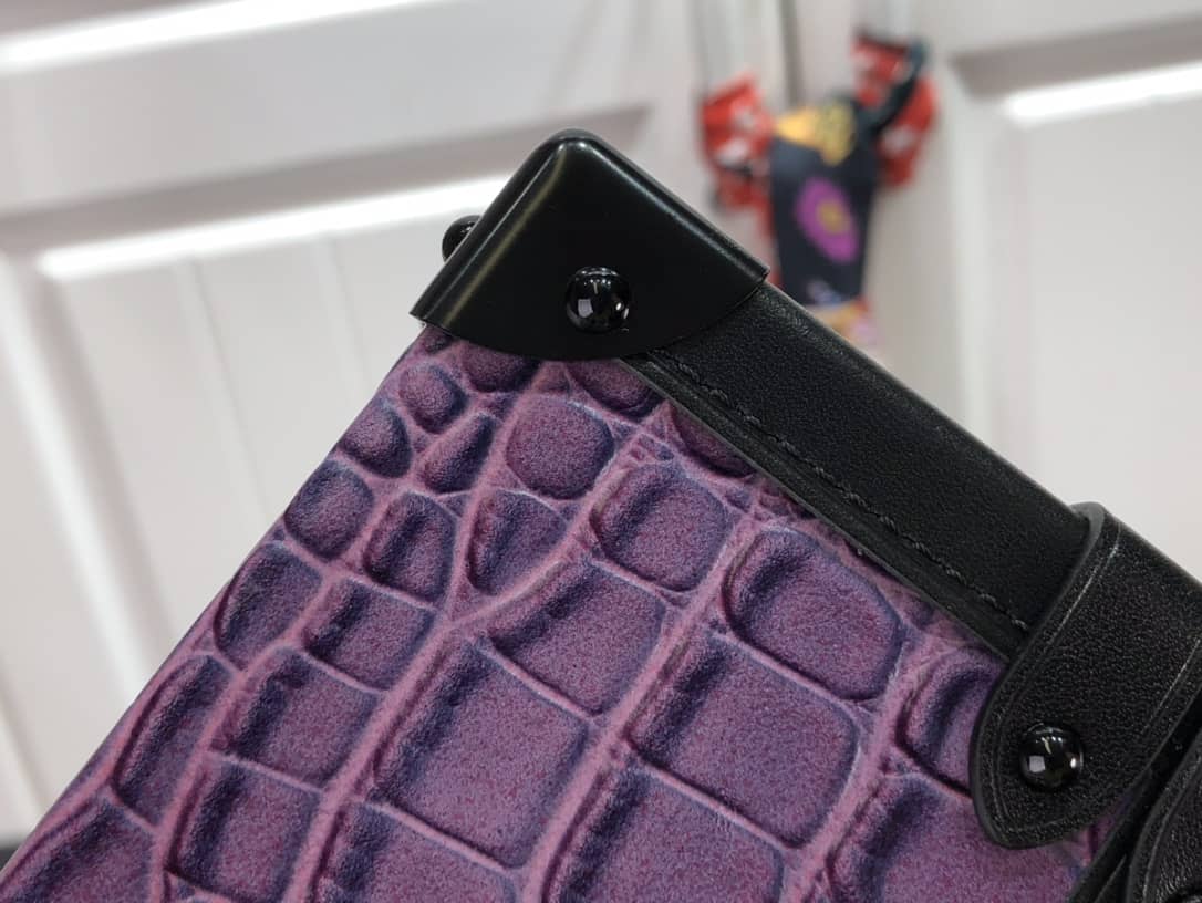 Louis Vuitton Petite Malle Brilliant Alligator Leather Replica Handbag Purple N93817