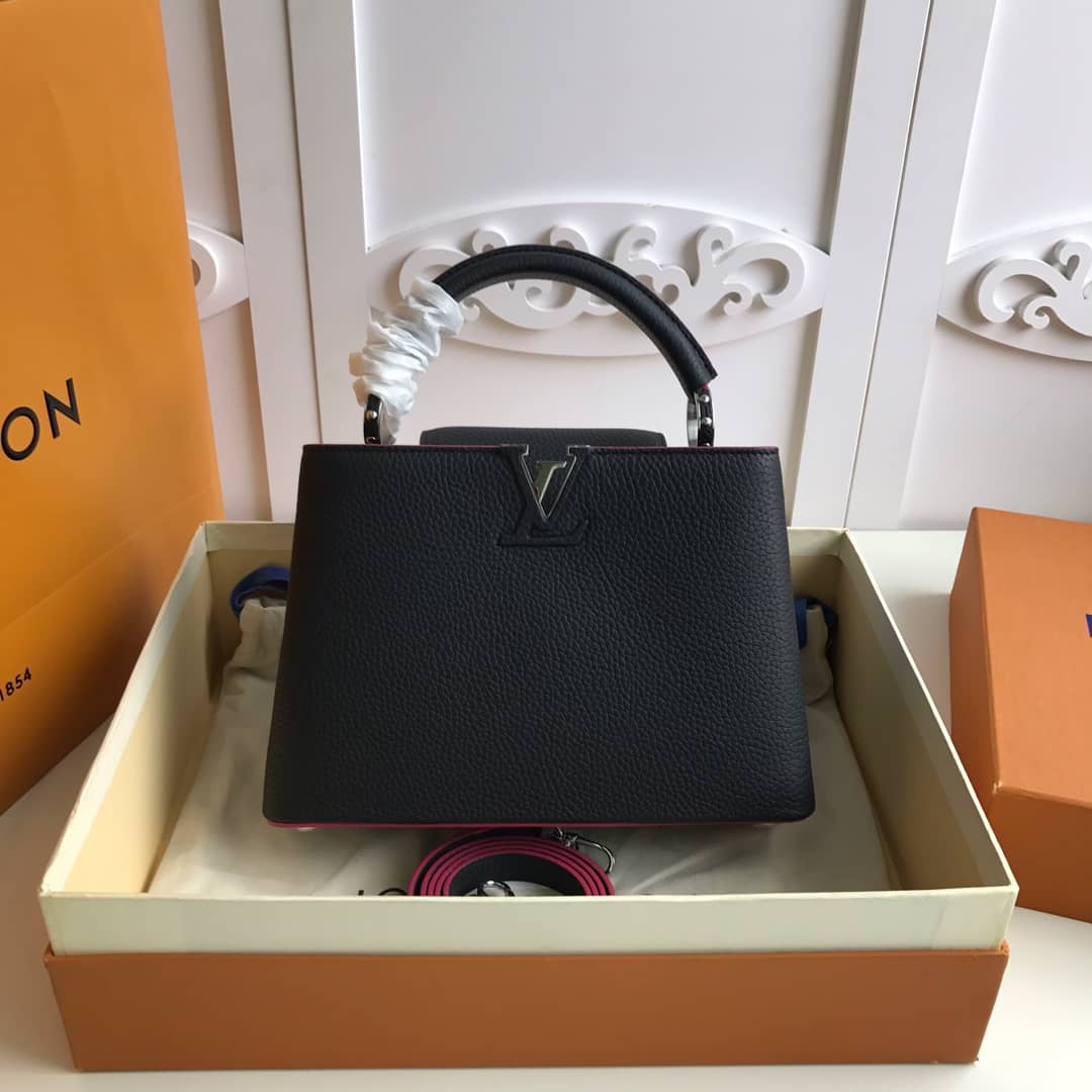 Louis Vuitton Capucines Taurillon Leather PM Tote Replica Black M42245