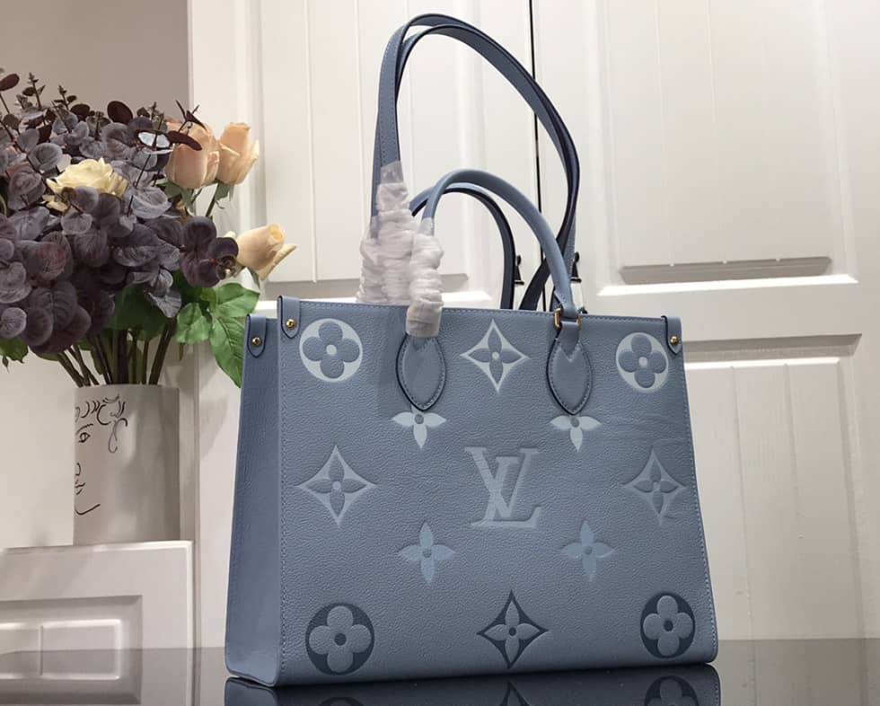 Louis Vuitton OnTheGo Monogram Empreinte MM Blue M45718 Replica Tote