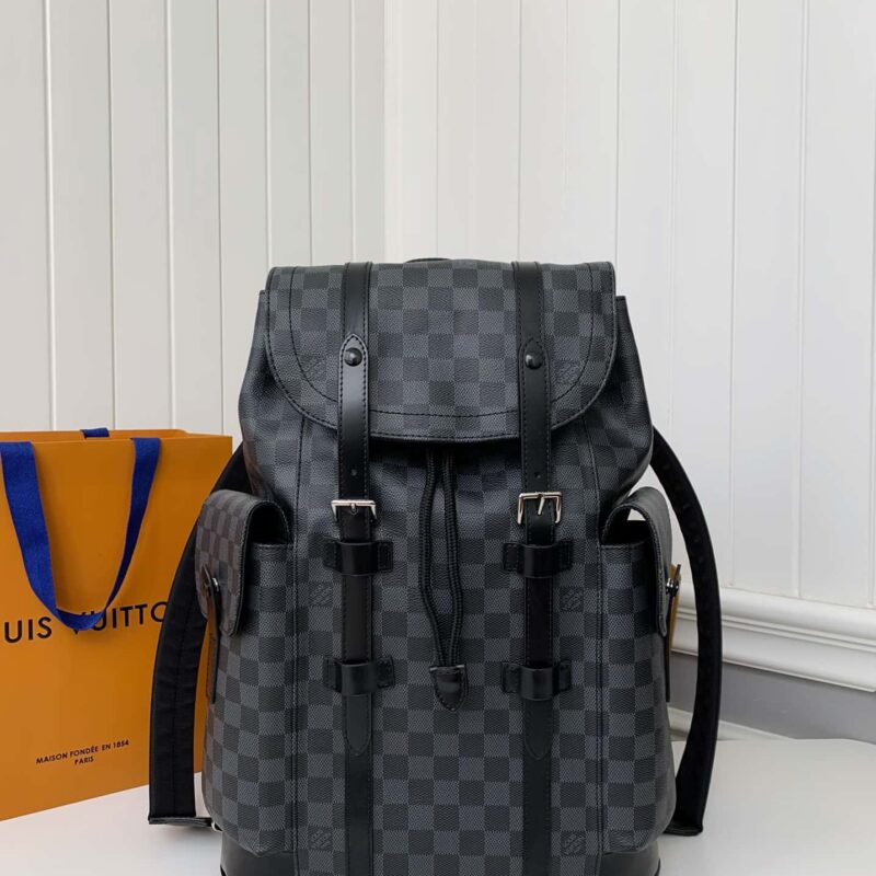 Louis Vuitton LV Christopher Black Check Small Backpack
