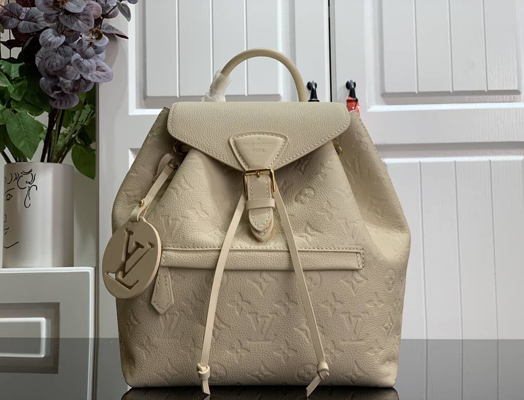 Louis Vuitton Ann Platt Montsouris PM Noir Leather Replica Backpack Beige M45205