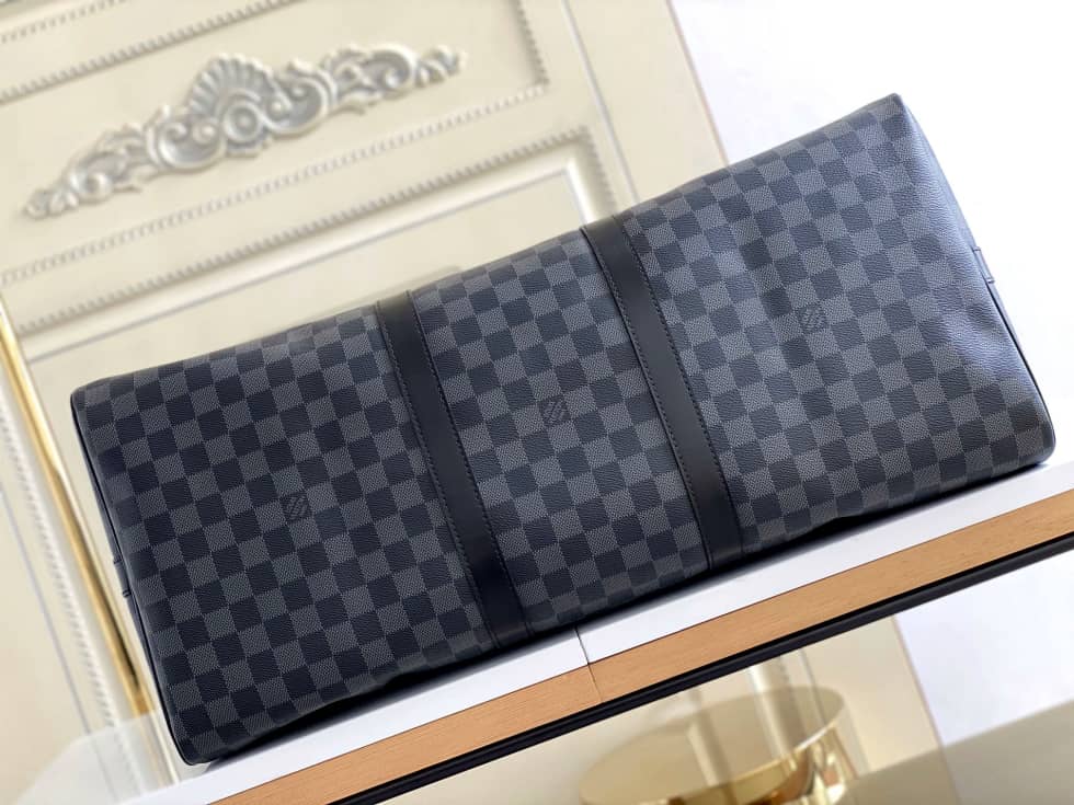 LV Duffle Bag Replica Keepall Bandouliere Damier Graphite 55 Black
