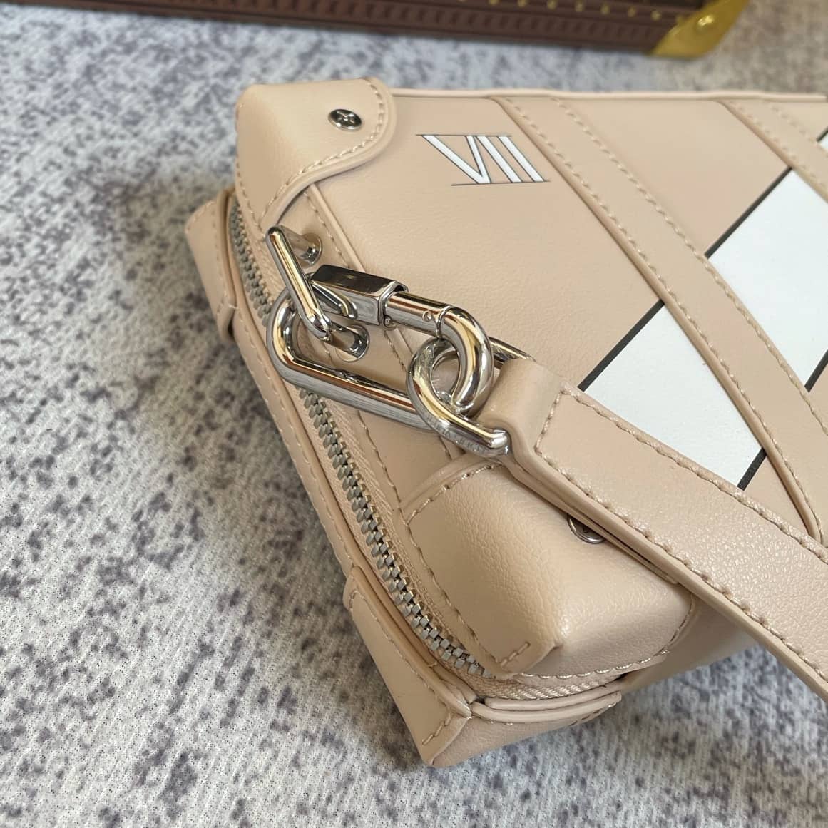 Louis Vuitton Soft Trunk Monogram Mirror Coated Canvas Replica Bag Apricot M45880