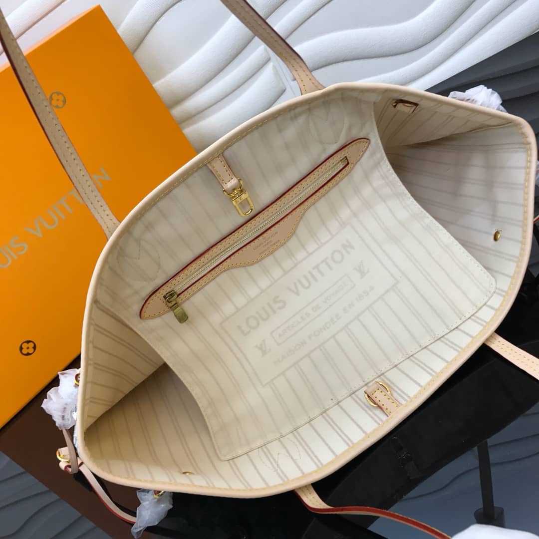 Louis Vuitton Neverfull MM Damier Azur Bag Replica White N40995