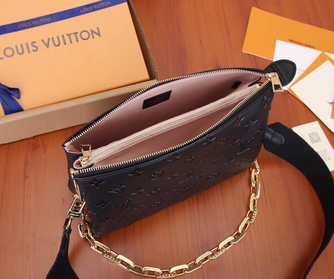 Best Replica Louis Vuitton Coussin PM Monogram Embossed Replica Crossbody Bag Black M57790(ColaReps)