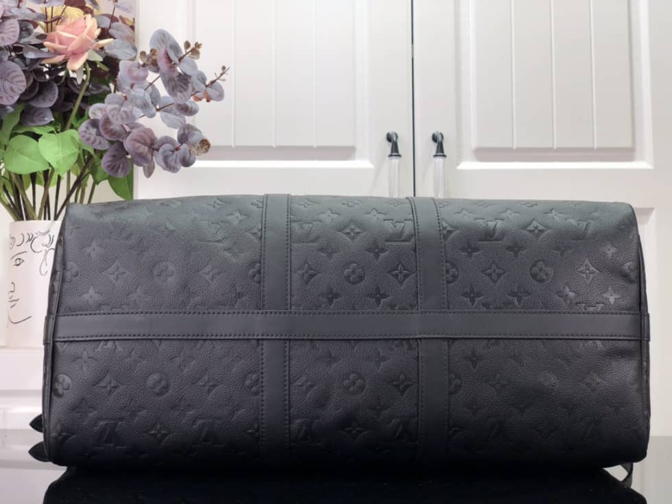 LV Duffle Bag Replica Keepall Bandoulire 50 Taurillon Monogram Black M59025