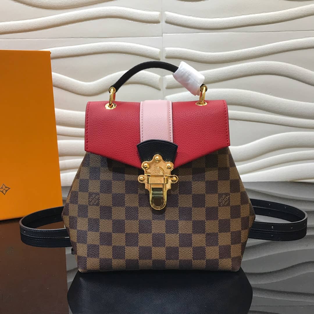 Louis Vuitton Damier Ebene Clapton Replica Backpack Red N42262