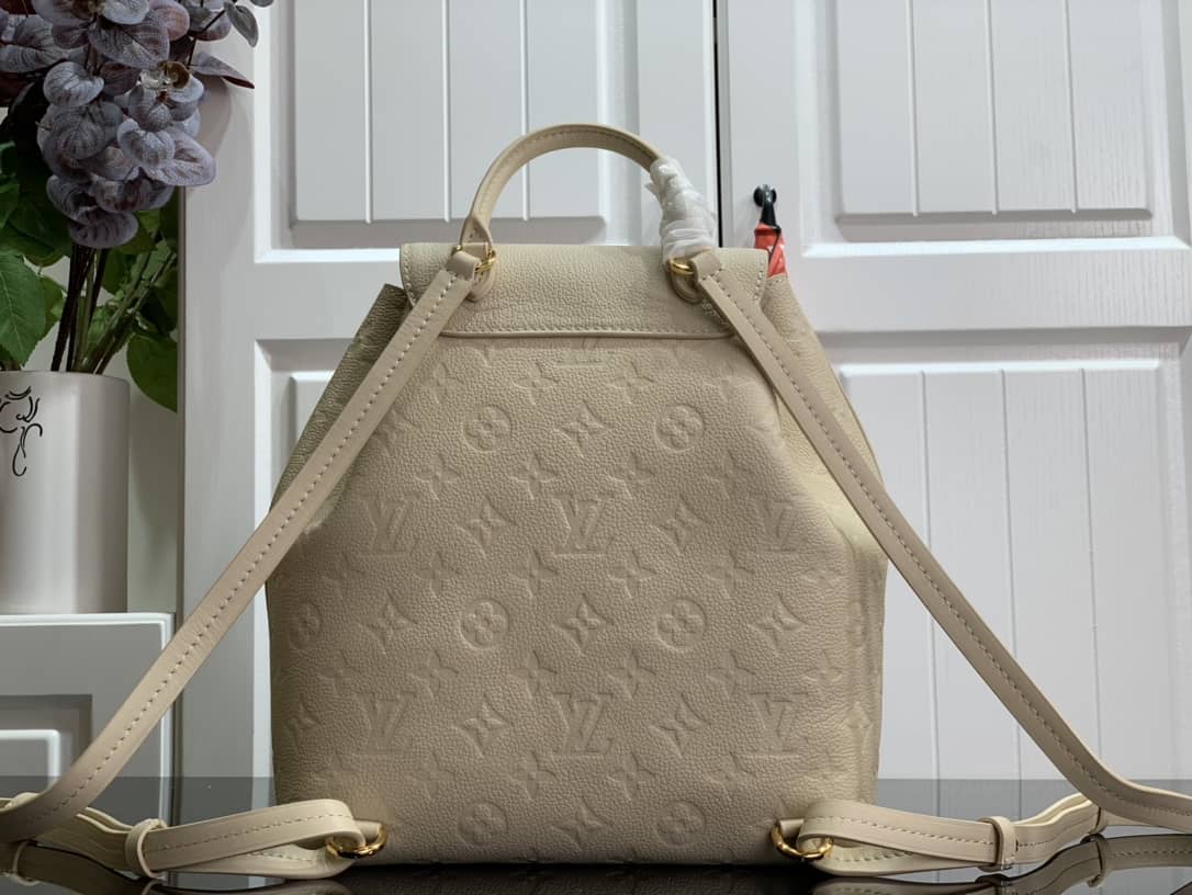 Louis Vuitton Ann Platt Montsouris PM Noir Leather Replica Backpack Beige M45205