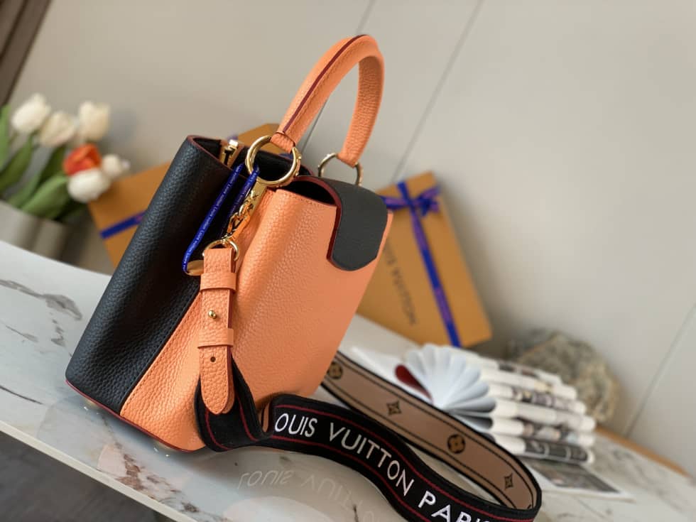 Louis Vuitton Capucines MM Black And Orange M58610 Replica Crossbody Bag