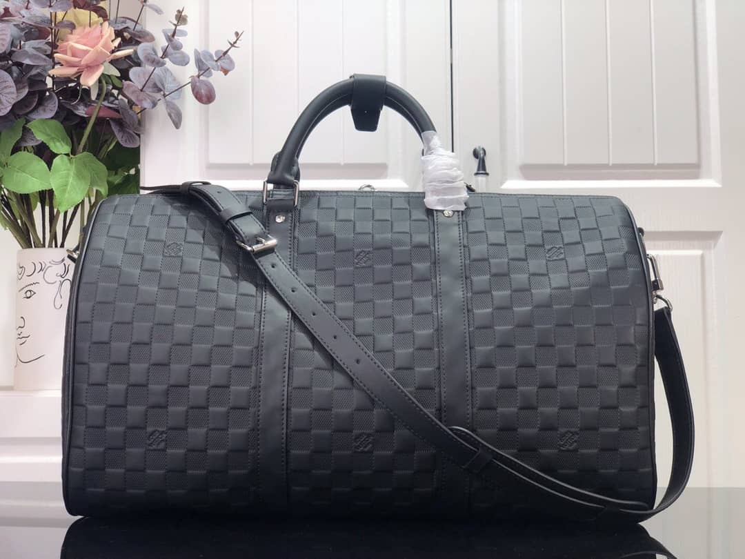 Louis Vuitton Keepall Bandouliere 45 Damier Amphini Boston Leather Bag Replica N41145