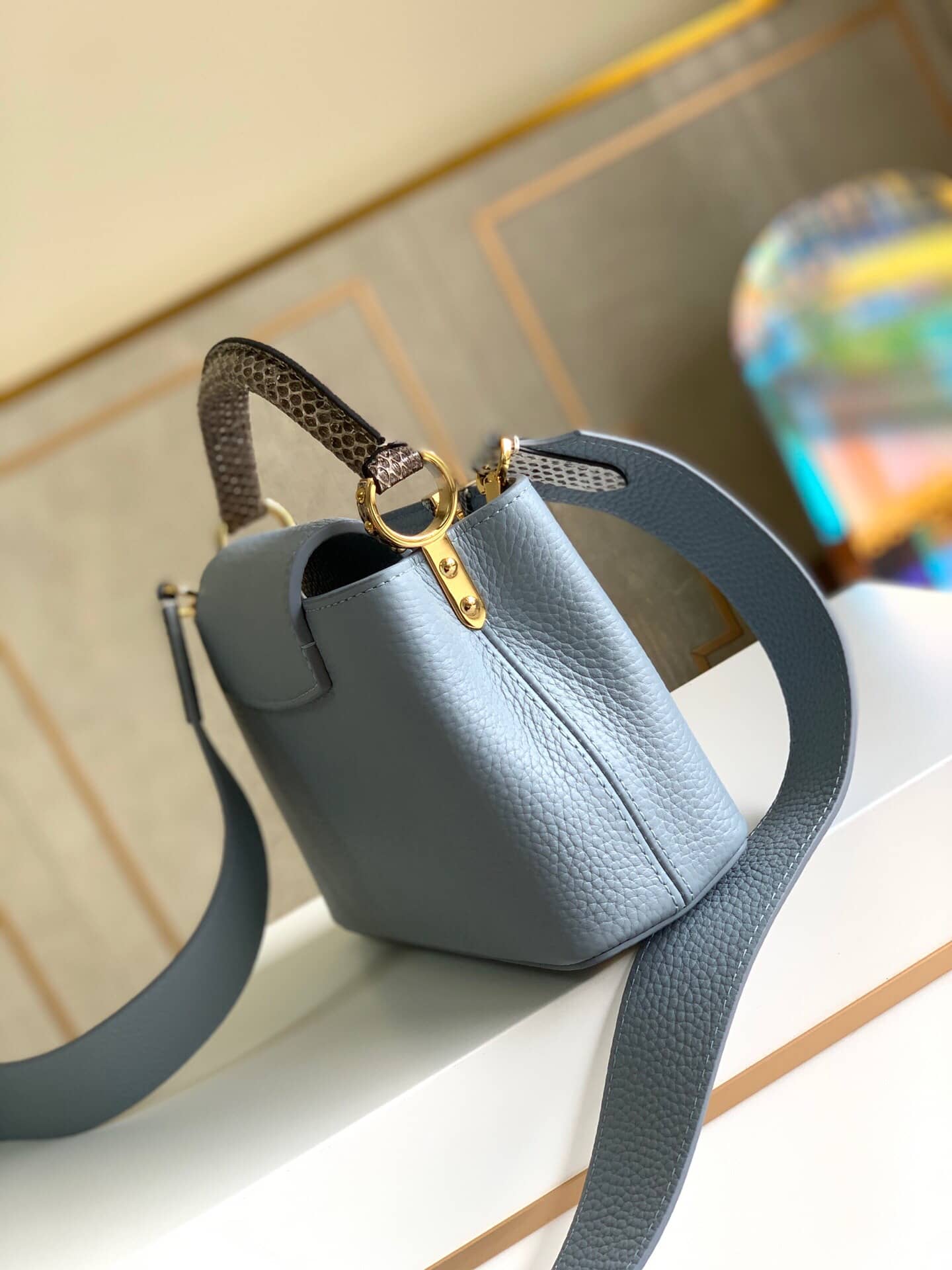Louis Vuitton Capucines Mini Replica Bag Blue M55921