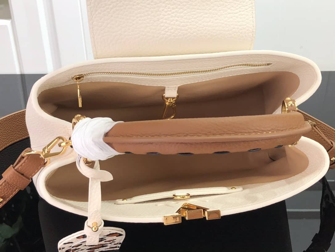 Louis Vuitton Capucines Embroidery Replica Bag Beige M48865