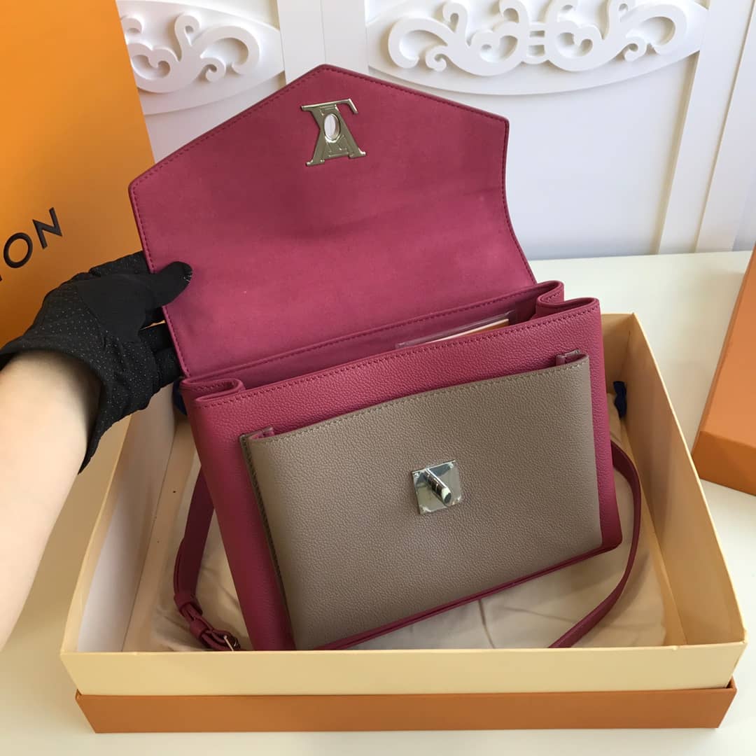Louis Vuitton MyLockMe 2way Leather Grain Replica Satchel Pink M54849